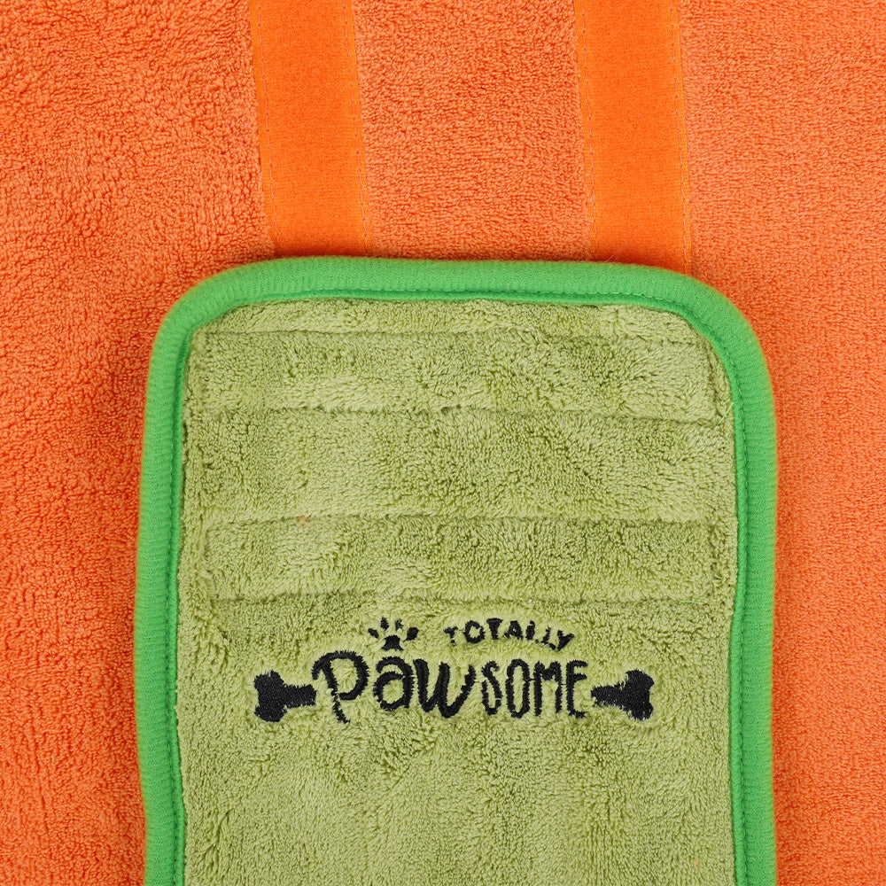 DinoPaws Dog Drying Robe label