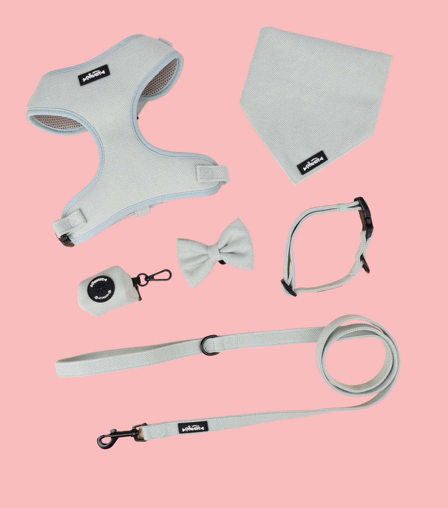 Green Tweed Adjustable Neck Harness Bundle