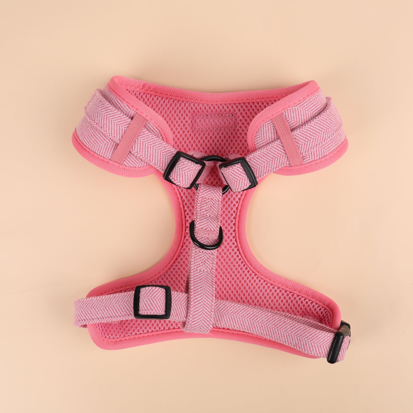 Pink Tweed Adjustable Neck Harness Back