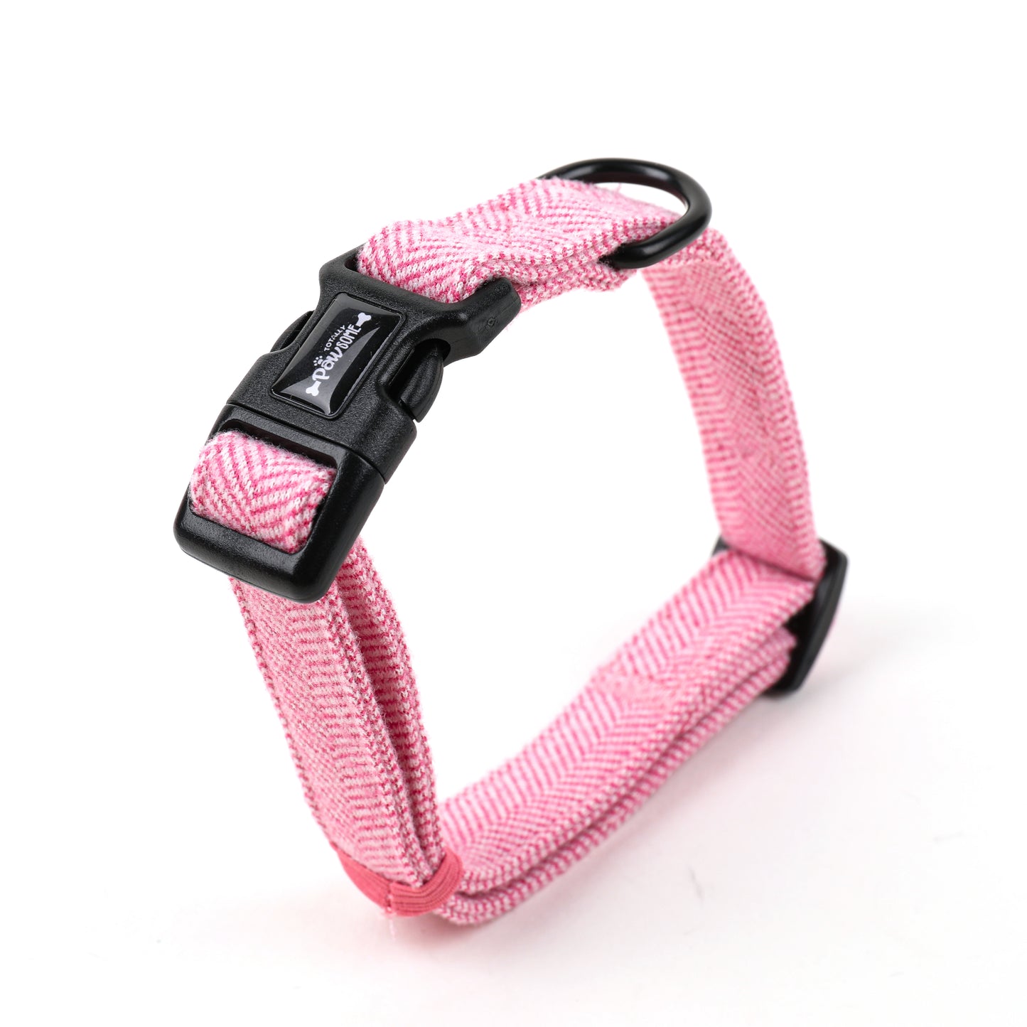 Pink Tweed cushioned Dog Collar