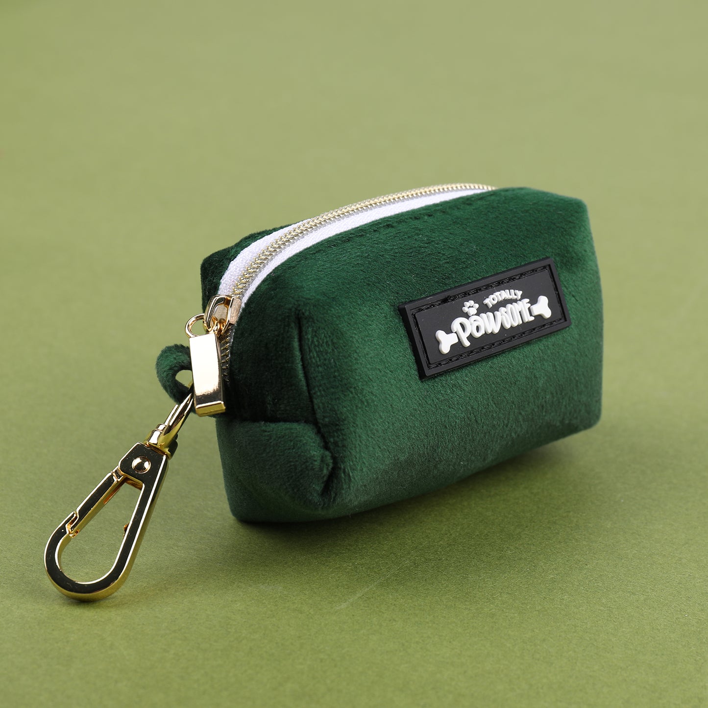 Green Velvet Poop Bag Holder - Totally Pawsome