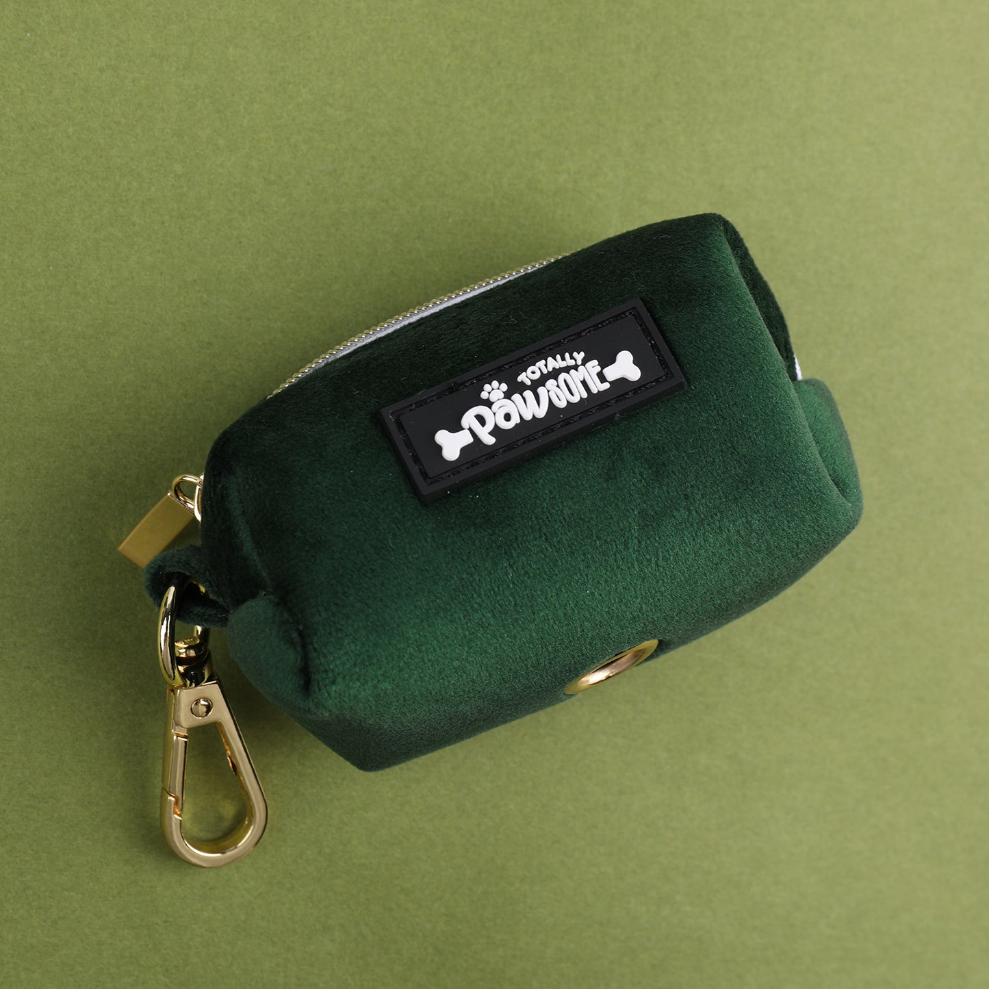 Green Velvet Poop Bag Holder - Totally Pawsome