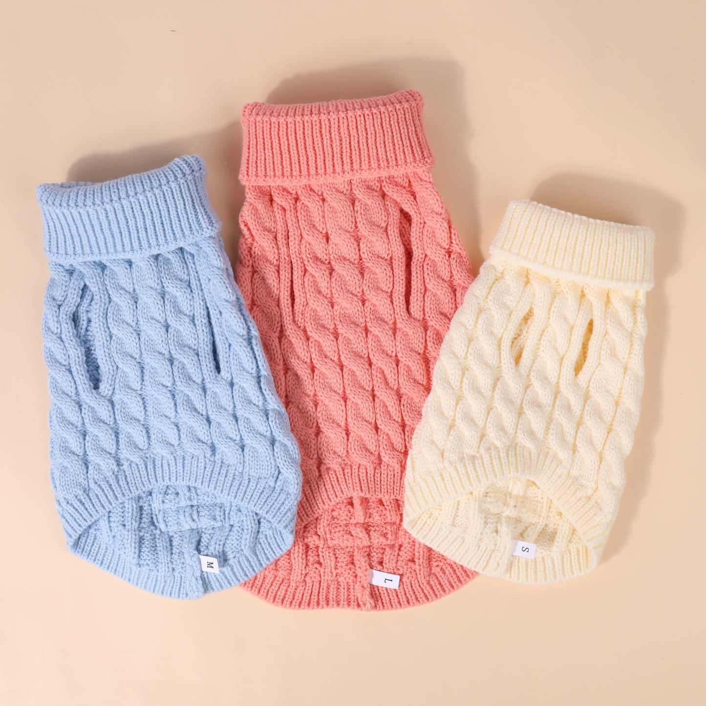 Warm Blue Pink Cream Cable Knitted Jumper - Totally Pawsome