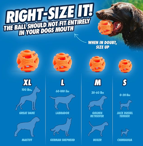 air fetch ball size