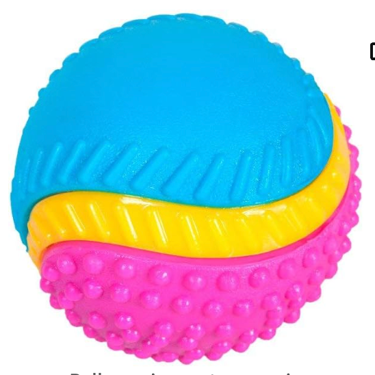 Beef Rubber Ball - Dog Toy - blue and pink