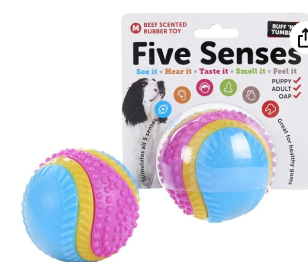 Beef Rubber Ball - Dog Toy with packaging
