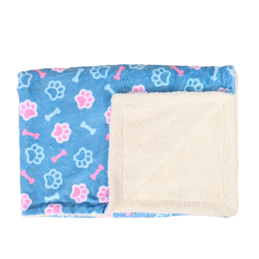 Blue and Pink Dog Plush Blanket