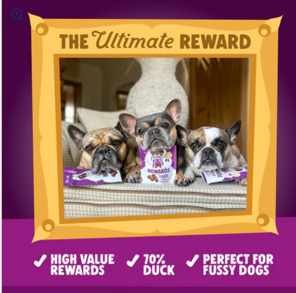 Denzels Rewards Duck & Plum Little Gems with dogs