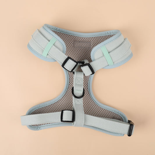green tweed adjustable neck dog harness