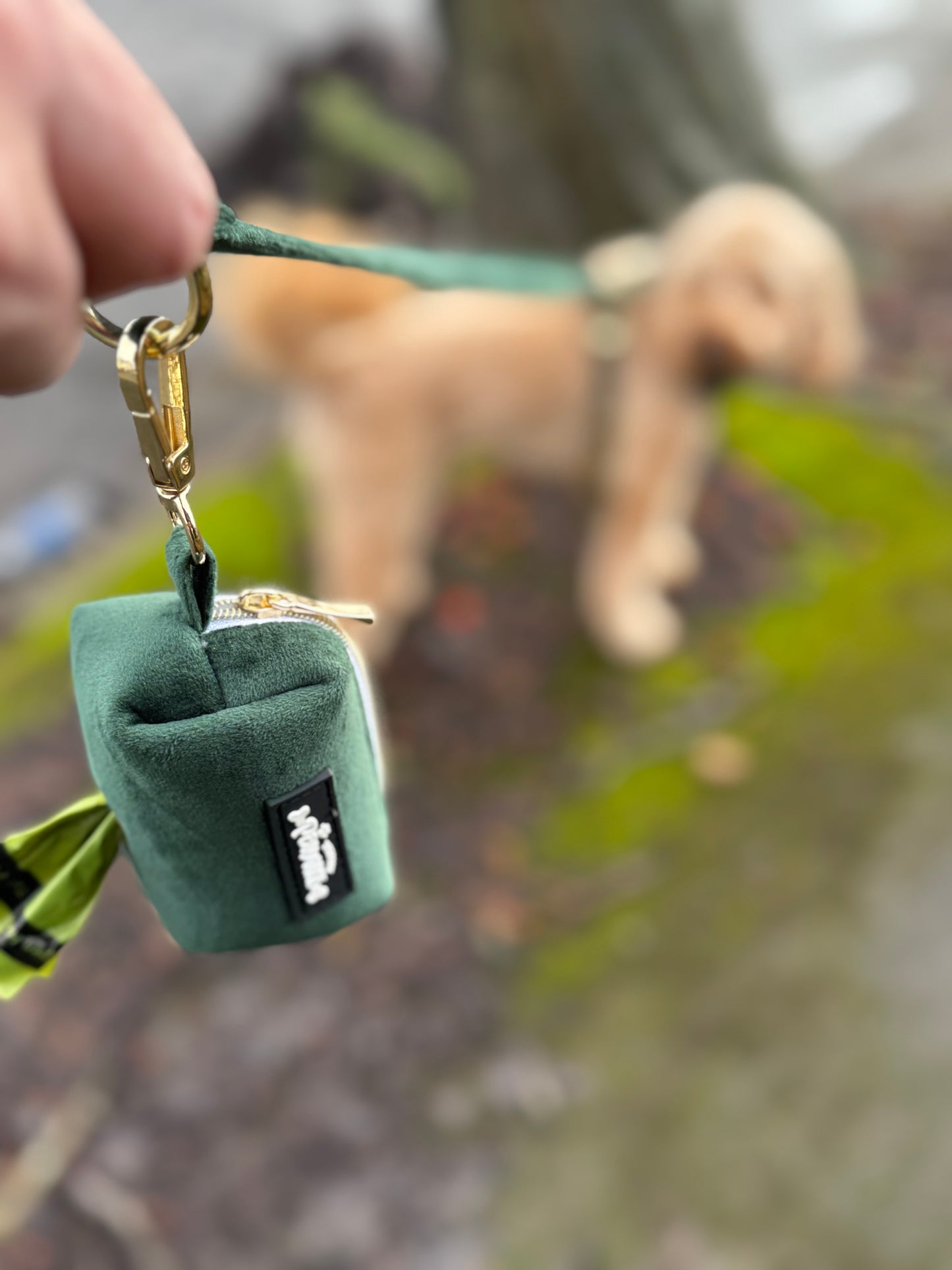 green velvet poo bag holder