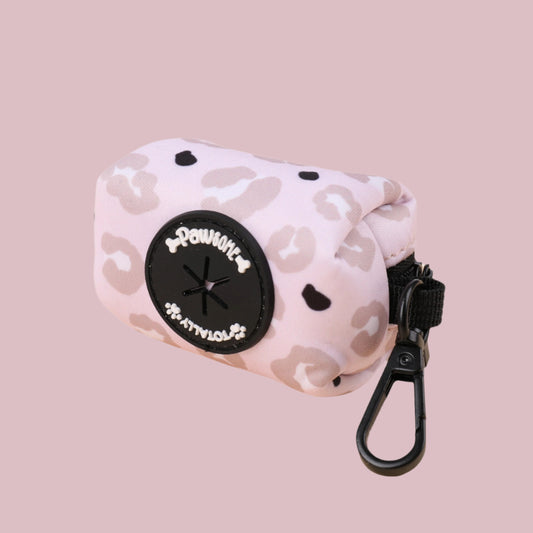 lilac leopard dog poop bag holder