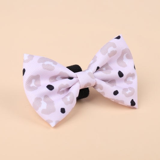 Lilac Leopard Print dog Bow Tie