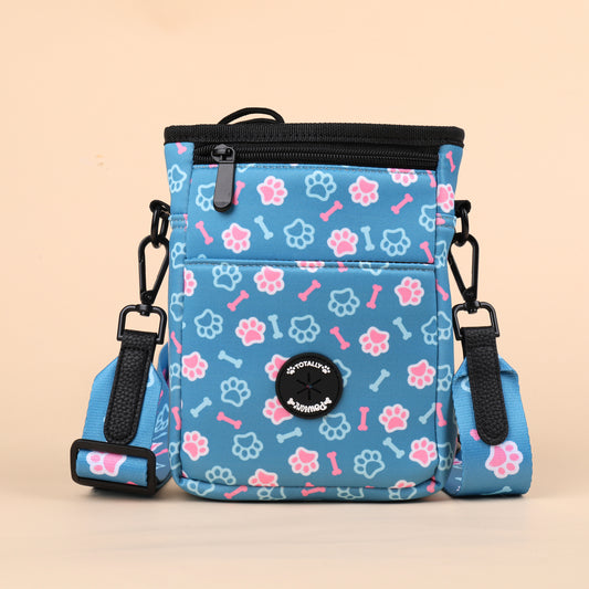 Pawsome paws Blue Pink Cross Body Dog walking Bag