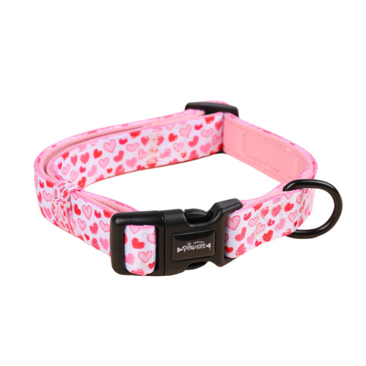 Pink Hearts Padded Dog Collar