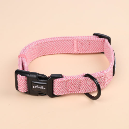 Pink Tweed Dog Collar 