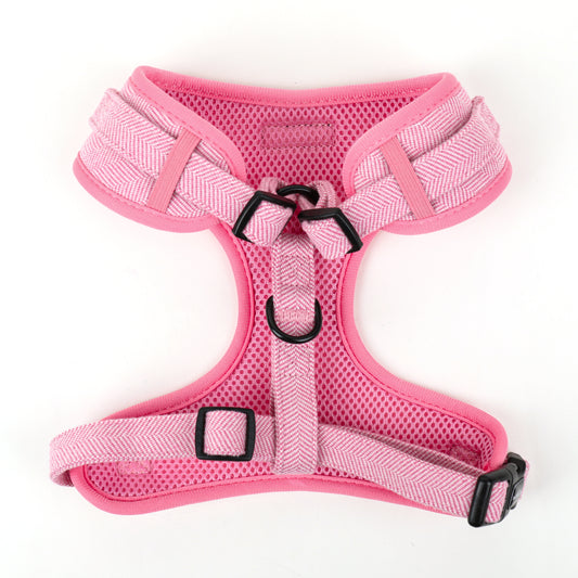 Pink Tweed Dog Harness - Back Pic