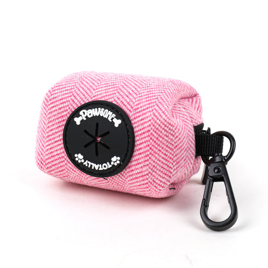 Pink Tweed Dog Poo Bag Holder