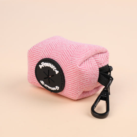 Pink Tweed Poop Bag Holder