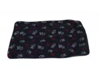 AniMate Dog Blanket in Navy, Red with Grey Paw Print For Dogs & Puppies