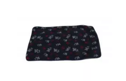 AniMate Dog Blanket in Navy, Red with Grey Paw Print For Dogs & Puppies