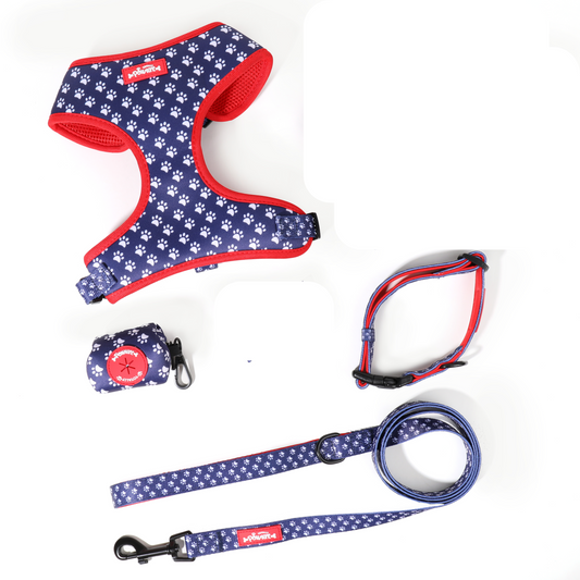 Classy Paws - 4 Piece Bundle (Harness, Collar, Lead & Poop Bag Holder)