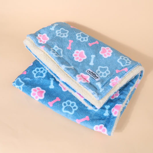 Pawsome Paws Blue and Pink Fleece Blanket - Totally Pawsome