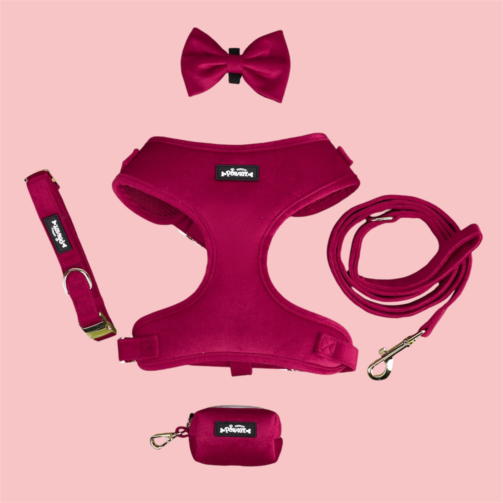 Red Velvet Harness Bundle - Totally Pawsome
