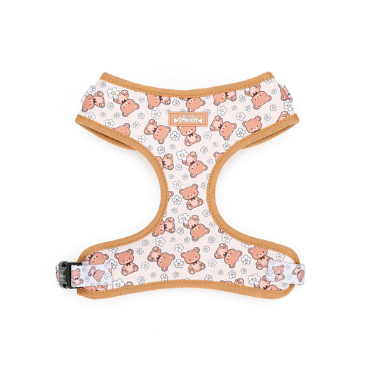 Dog harness with teddy bear pattern on a white background